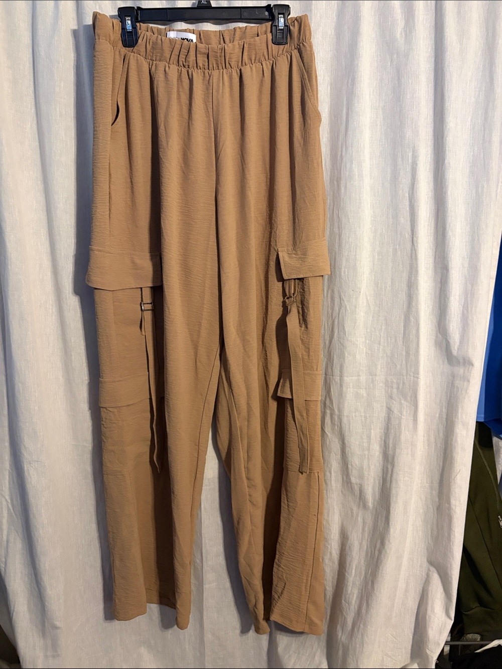 Fashion Nova Tan Cargo Jogger Pants